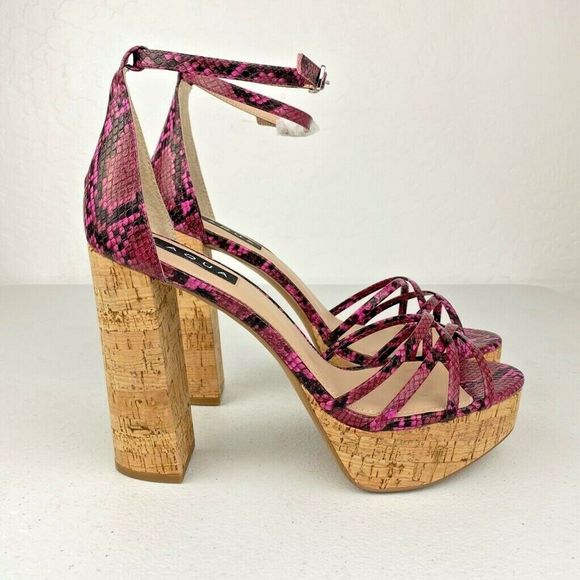 Aqua Milo Platform Heels Shoes Snake Print 10 New - Picture 4 of 11